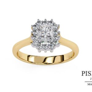 Anillo Halo de Talla Esmeralda