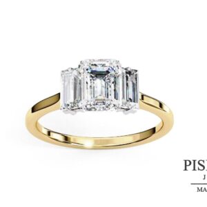 Anillo de Tres Piedras Baguette (trilogía)